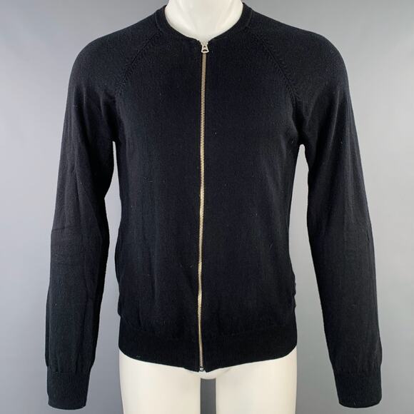 PAUL SMITH JEANS Size S Black Purple Cotton Wool Zip Up Cardigan - Picture 1 of 6